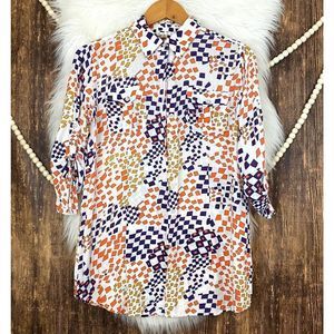 CAbi | Grand Prix Geometric Print Blouse